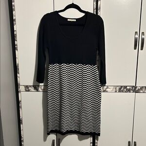 Elegant Black and White Sweater Dress